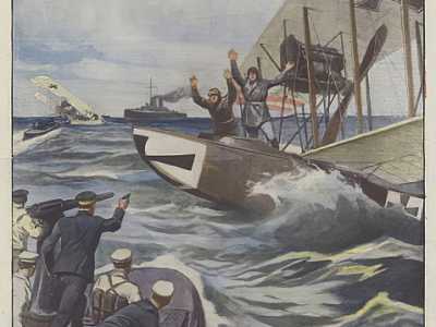 O la pagina dell�8 settembre 1918 in cui � possibile �assistere� al naufragio e alla cattura nelle acque baresi di aerei nemici
